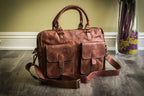Commuter Leather Briefcase - Washed Leather with Laptop Sleeve - Sierra Leather Co.