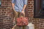 Commuter Leather Briefcase - Washed Leather with Laptop Sleeve - Sierra Leather Co.