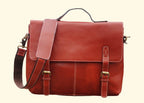 Handcrafted Leather Laptop Messenger Bag with Orange Handle - Sierra Leather Co.
