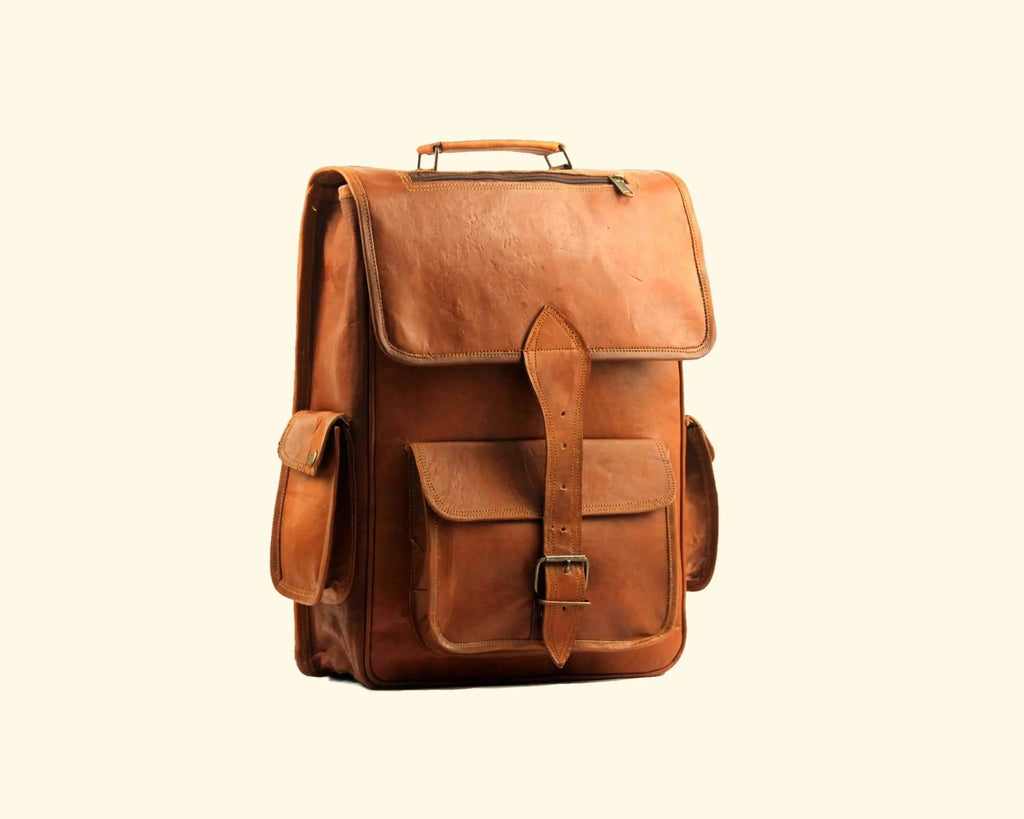 Vintage Leather Laptop Backpack - Convertible Rucksack - Sierra Leather Co.