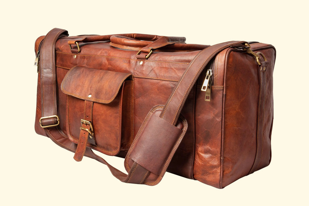 Square Leather Travel Duffle Bag - Sierra Leather Co.