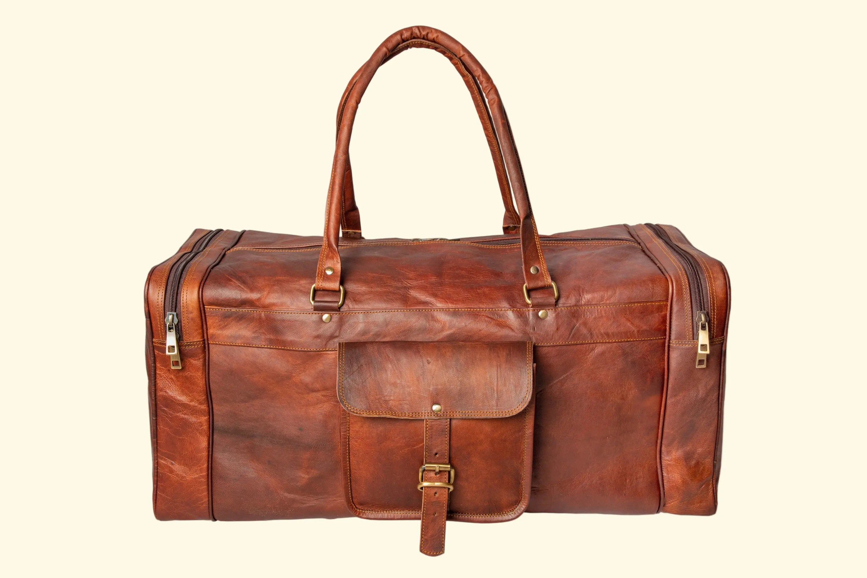 Square Leather Travel Duffle Bag - Sierra Leather Co.