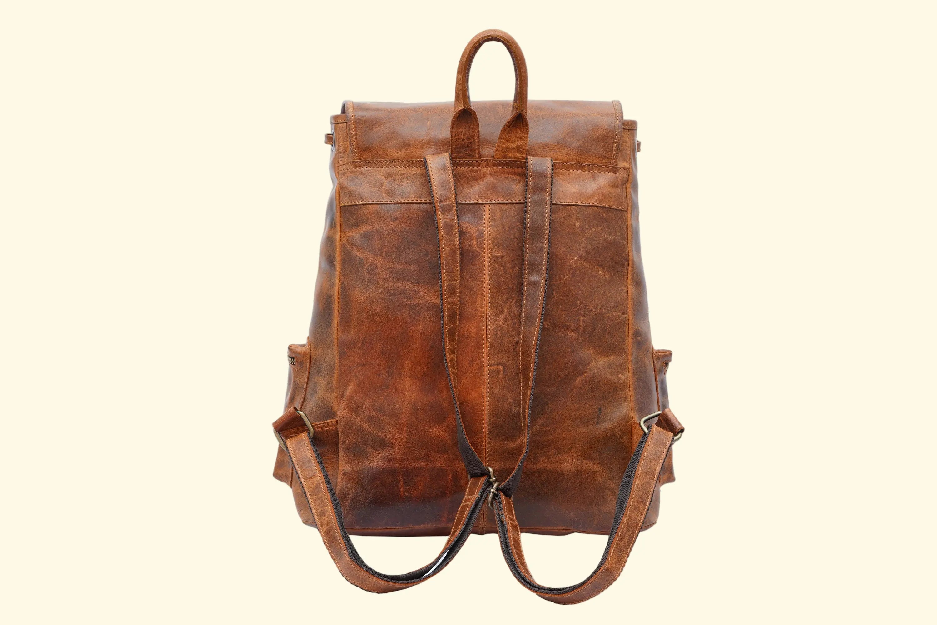 dasein buffalo faux leather studded backpack Handcrafted Buffalo Leather Backpack