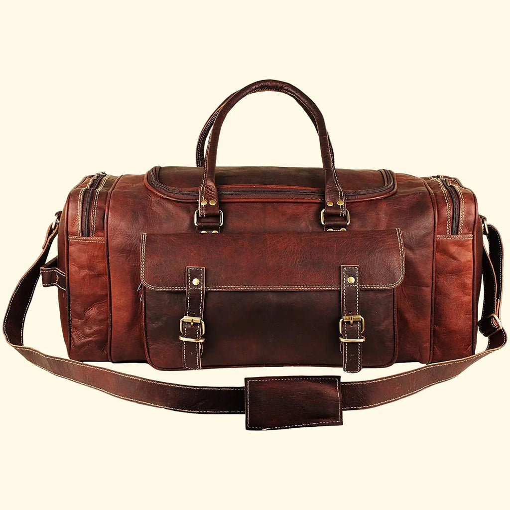 Premium Full Grain Leather Duffle Bag - Handcrafted Weekend Travel Bag - Sierra Leather Co.