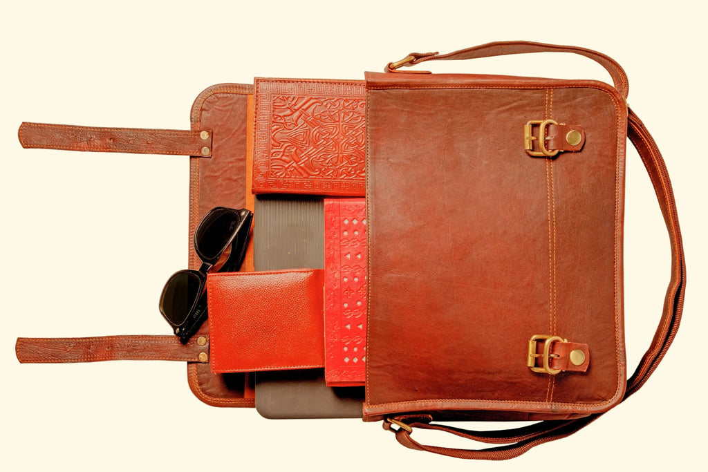 Simple Leather Laptop Bag - Handcrafted Crossbody - Sierra Leather Co.
