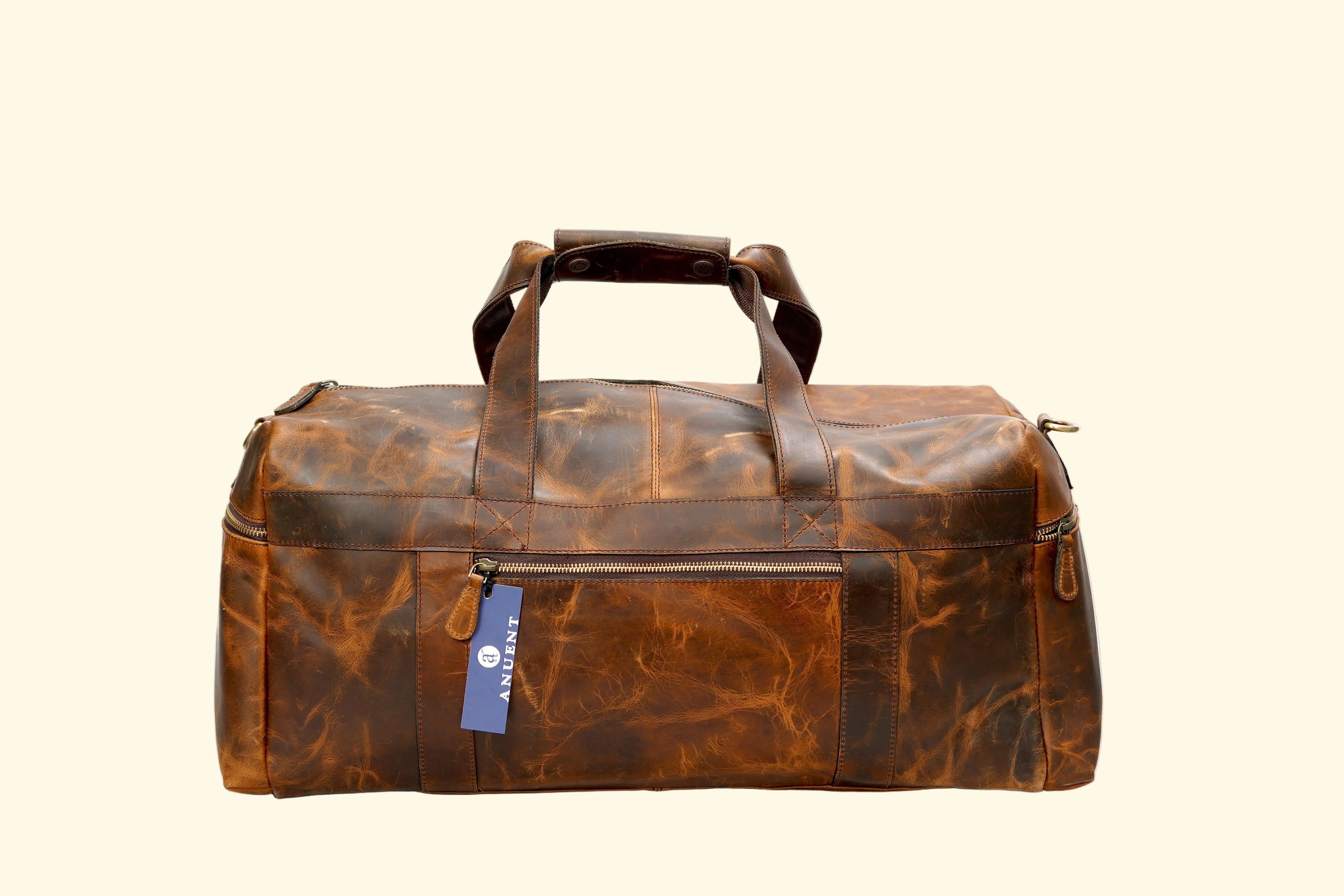 Handcrafted Buffalo Leather Duffle Bag - Unisex Travel Weekender - Sierra Leather Co.