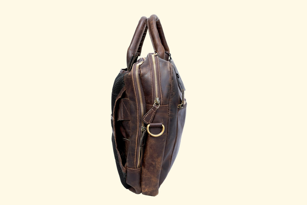 Buffalo Leather Convertible Backpack - 2-in-1 Briefcase - Sierra Leather Co.