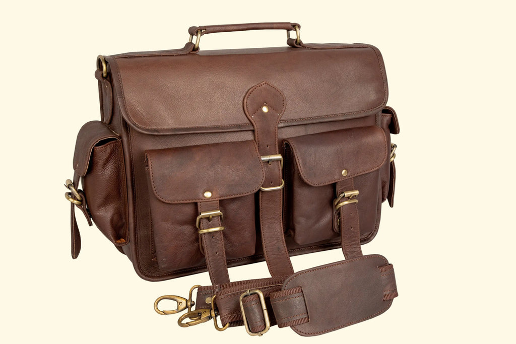 Black Leather Briefcase Messenger Bag - 15" Laptop - Sierra Leather Co.