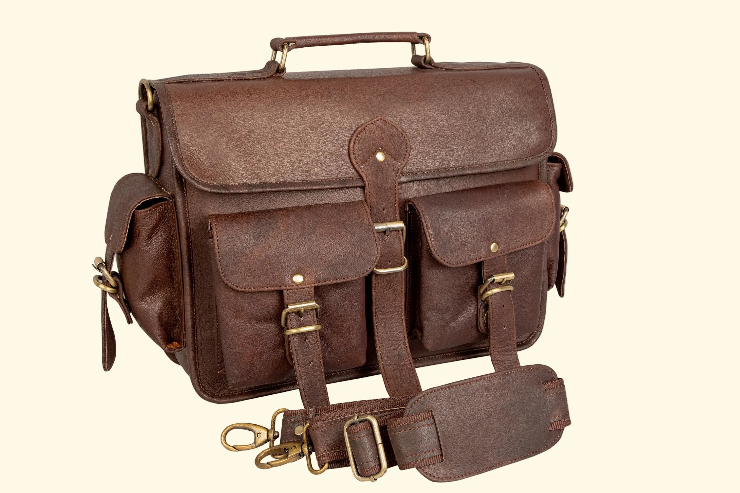 Black Leather Briefcase Messenger Bag - 15" Laptop - Sierra Leather Co.