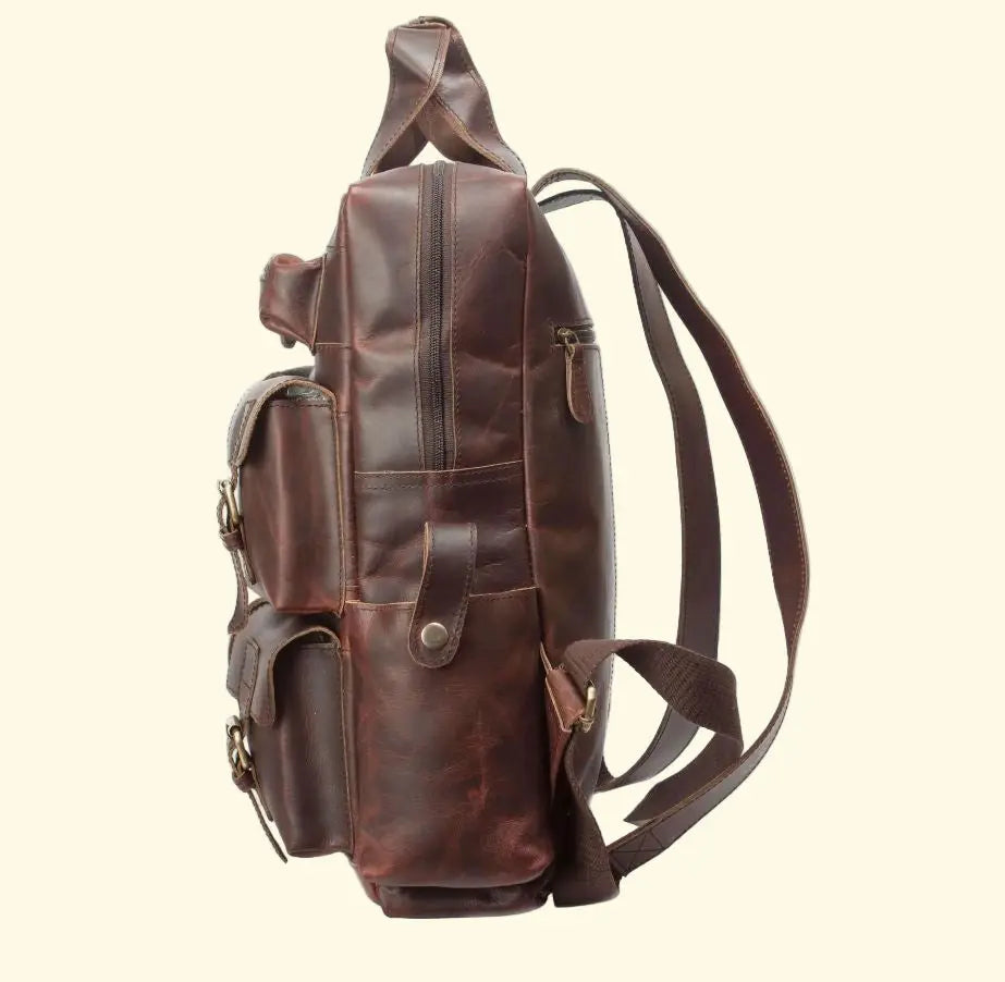Vintage Buffalo Leather Backpack - 15.6" Laptop Rucksack - Sierra Leather Co.