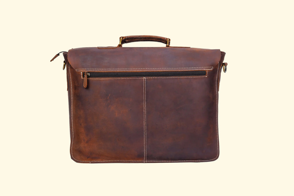 Handcrafted Brown Leather Laptop Bag - Dual Pocket Messenger - Sierra Leather Co.