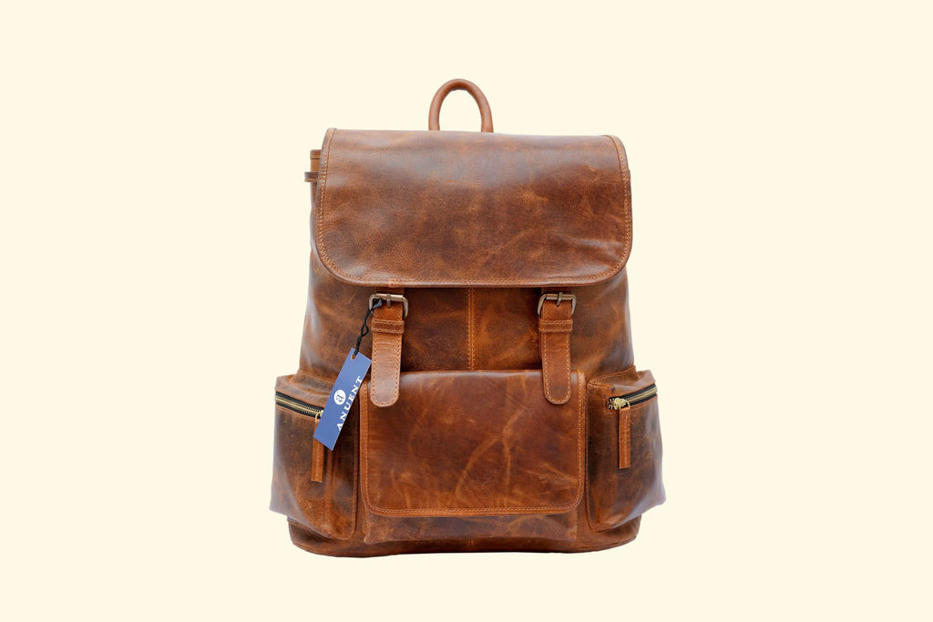 Handcrafted Buffalo Leather Backpack - 15.5" Laptop Daypack - Sierra Leather Co.