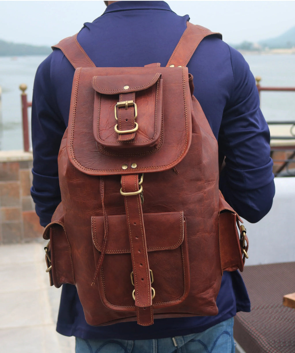 Handcrafted Leather Travel Rucksack - Vintage Backpack - Sierra Leather Co.