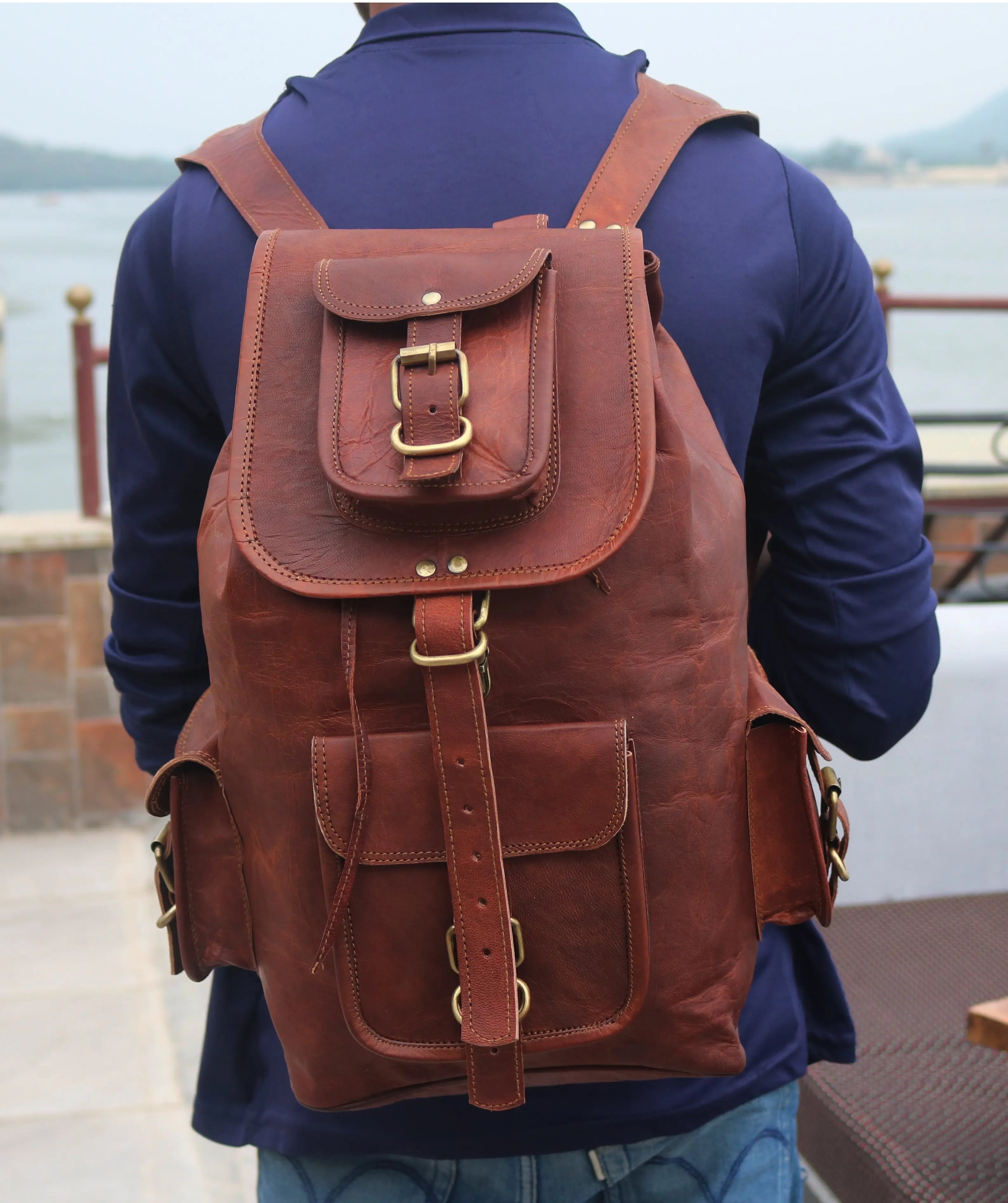 Handcrafted Leather Travel Rucksack - Vintage Backpack - Sierra Leather Co.