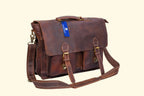 Handcrafted Brown Leather Laptop Bag - Dual Pocket Messenger - Sierra Leather Co.