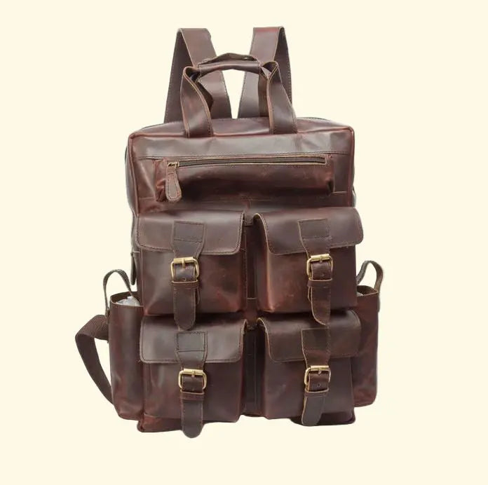 Vintage Buffalo Leather Backpack - 15.6" Laptop Rucksack - Sierra Leather Co.