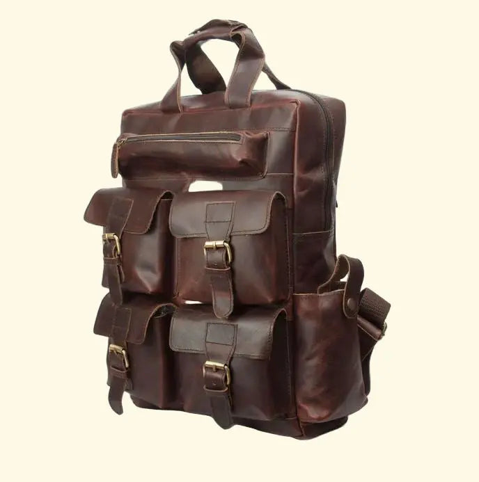 Vintage Buffalo Leather Backpack - 15.6" Laptop Rucksack - Sierra Leather Co.