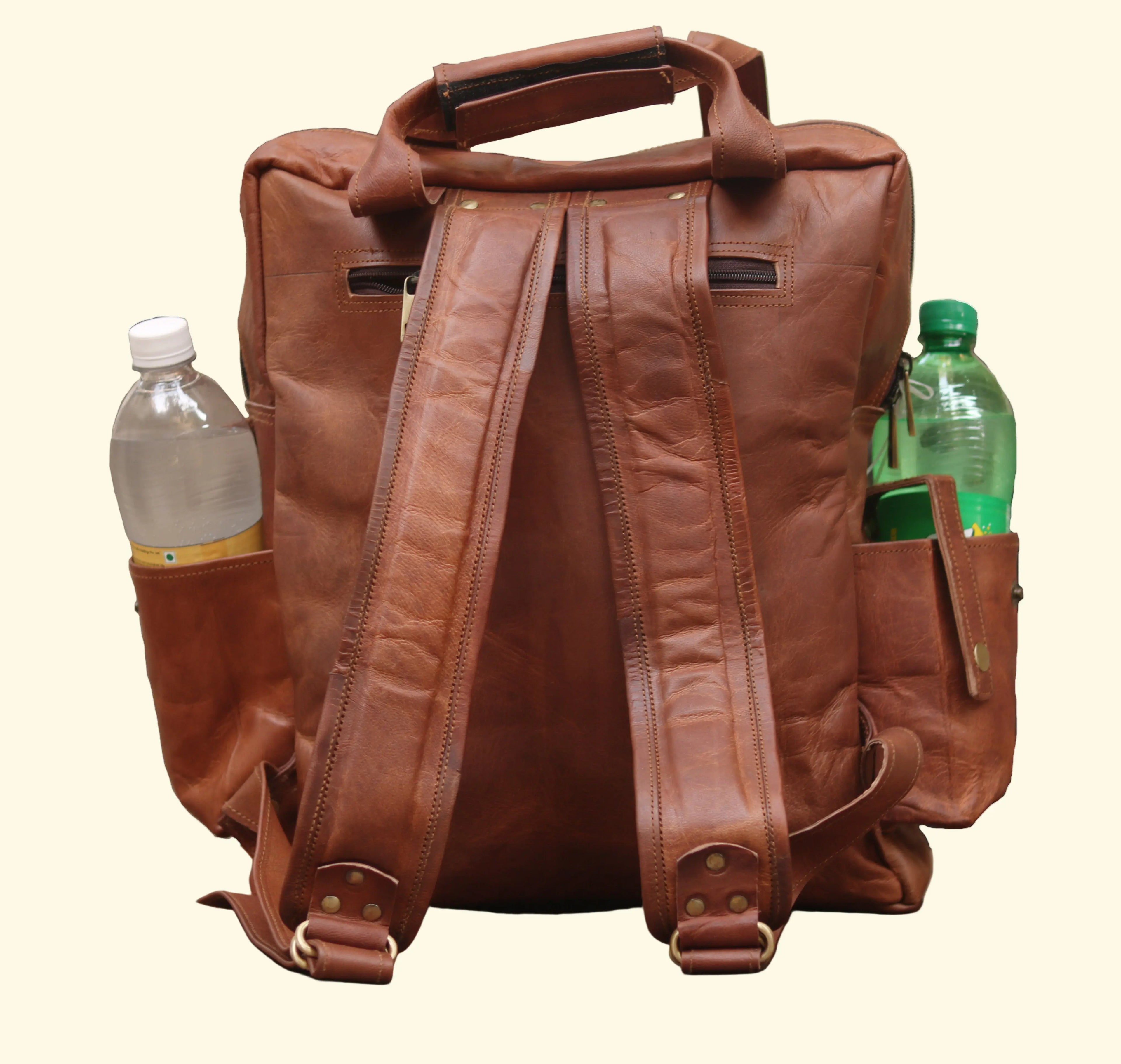 Multi-Pocket Leather Rucksack - 15.6" Laptop Backpack - Sierra Leather Co.