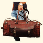 Premium Full Grain Leather Duffle Bag - Handcrafted Weekend Travel Bag - Sierra Leather Co.