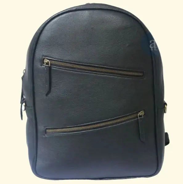 Handcrafted Black Leather Backpack