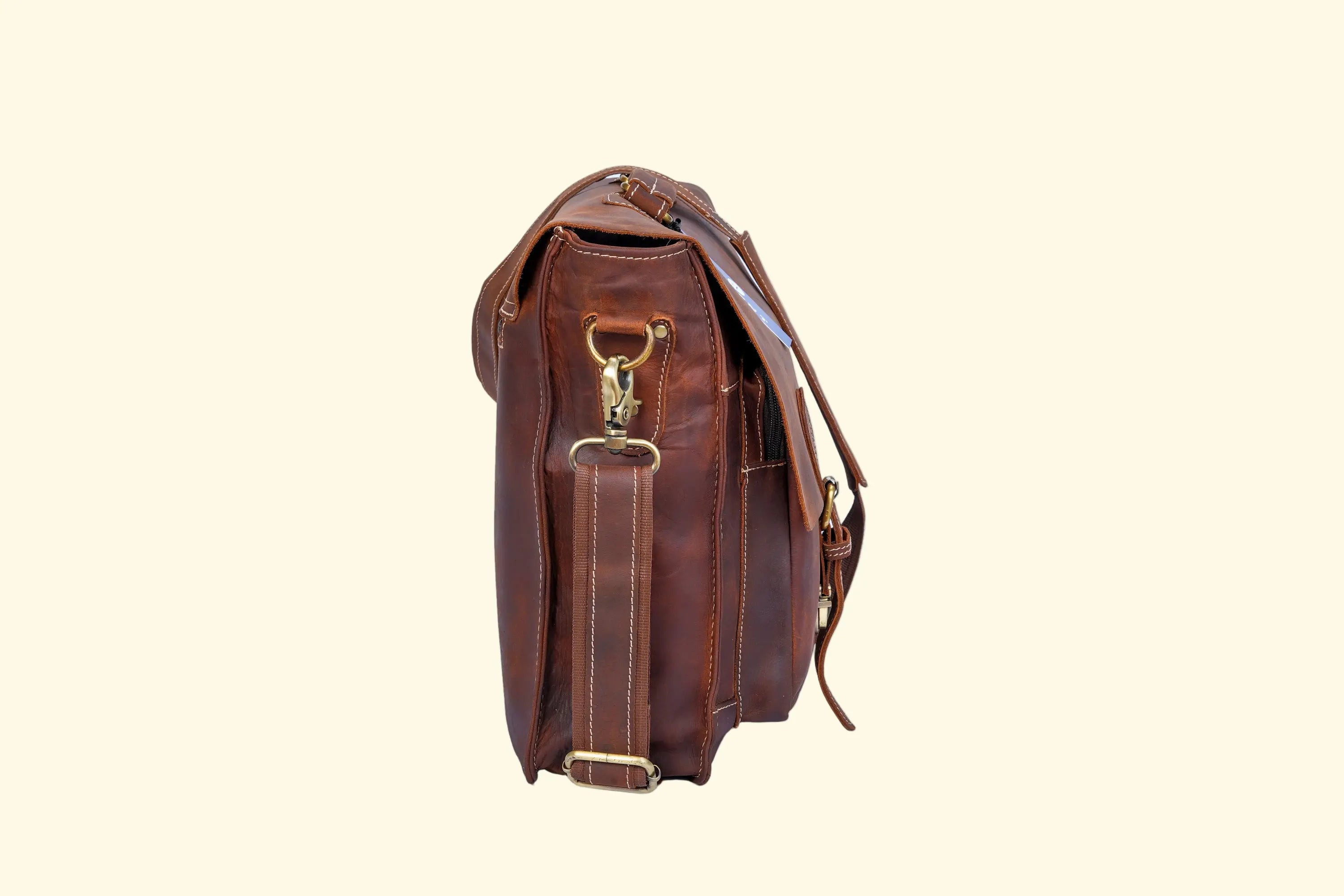 Handcrafted Brown Leather Laptop Bag - Dual Pocket Messenger - Sierra Leather Co.